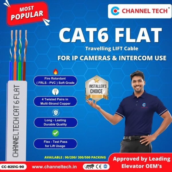 Channel tech 4 pair cat6 lift CCTV Ip camera cable